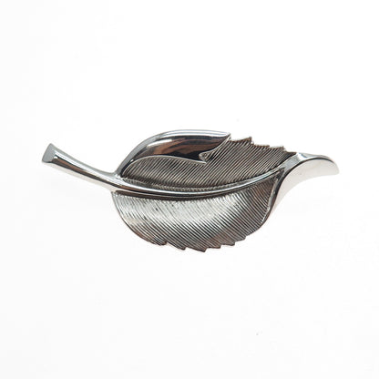 DANECRAFT 925 Sterling Silver Vintage Floral Leaf Oxidized Pin Brooch