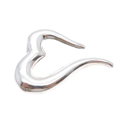 BOMA 925 Sterling Silver Vintage Modernist Heart Pin Brooch