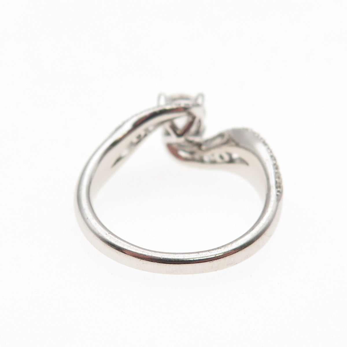 925 Sterling Silver Round-Cut C Z Engagement Bypass Ring Size 6.75
