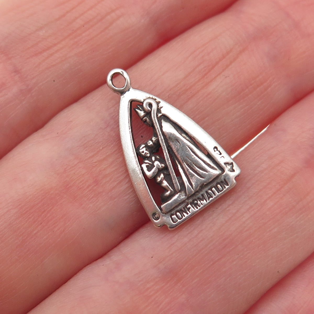 Sunwest 925 Sterling Silver Vintage Confirmation Oxidized Mini Charm Pendant