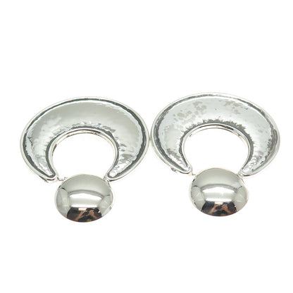 925 Sterling Silver Vintage Italy Hammered Finish Door Knocker Earrings