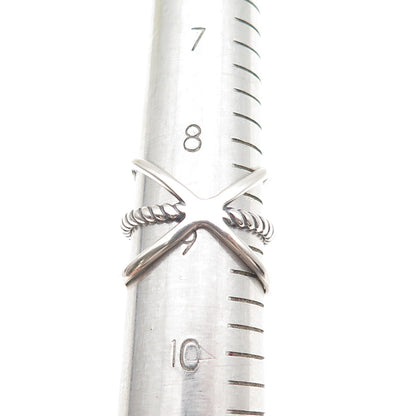 Carolyn Pollack 925 Sterling Silver Vintage Real MOP Crisscross Ring Size 8.75