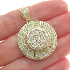 DADWANI 925 Sterling Silver Gold Plated C Z Sparkle Round Pendant