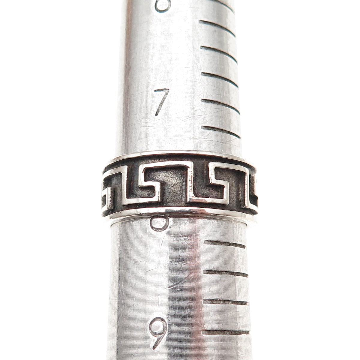 925 Sterling Silver Vintage Greek Maze Oxidized Band Ring Size 8