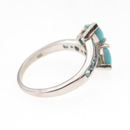 Chuck Clemency 925 Sterling Silver Real Turquoise & Blue Topaz Ring Size 8.25