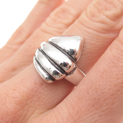 925 Sterling Silver Vintage Modernist Wing Oxidized Ring Size 6.75