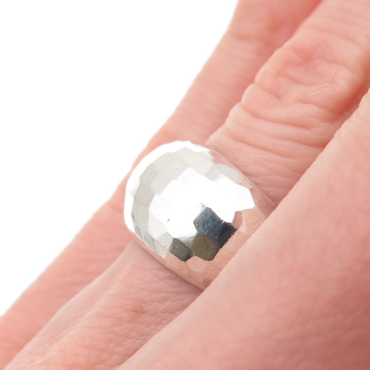 925 Sterling Silver Vintage Mexico Modernist Hammered Ring Size 5.75