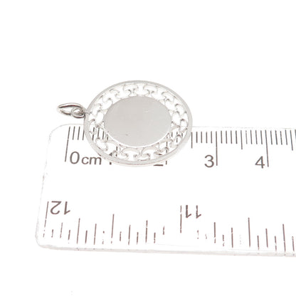 925 Sterling Silver Vintage Ornate Filigree Round Tag Charm Pendant