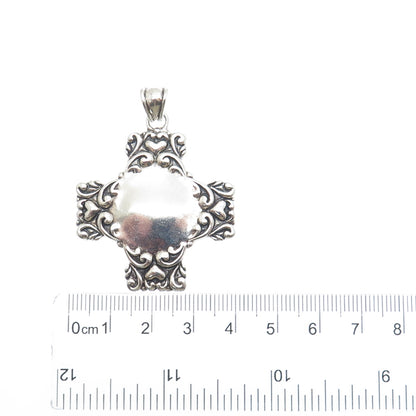 MWS Mark Wasserman Samara Sterling Silver Vintage Heart Cross Oxidized Pendant