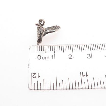 BEAU 925 Sterling Silver Vintage Seagull Oxidized Minimalist 3D Charm Pendant