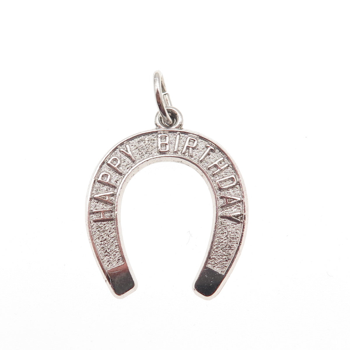 925 Sterling Silver Vintage Happy Birthday Horseshoe Good Luck Mini Pendant