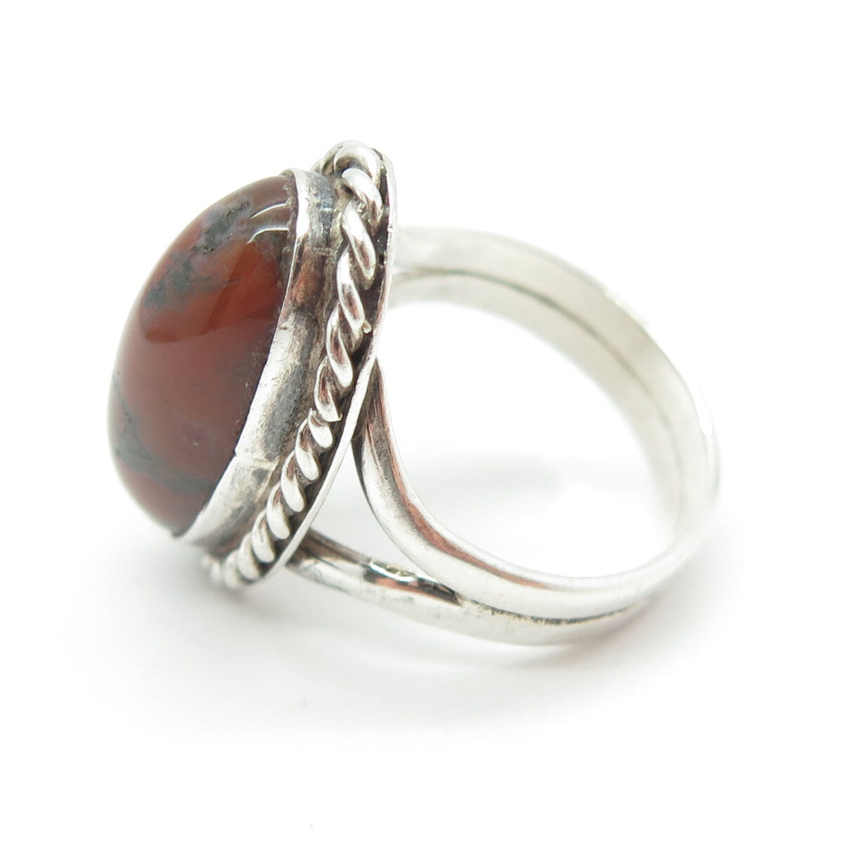 Old Pawn 925 Sterling Silver Vintage Southwestern Real Agate Tribal Ring Size 7