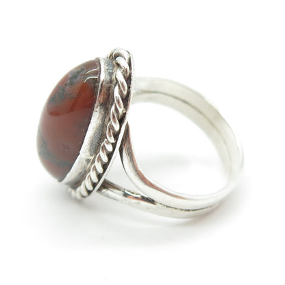 Old Pawn 925 Sterling Silver Vintage Southwestern Real Agate Tribal Ring Size 7