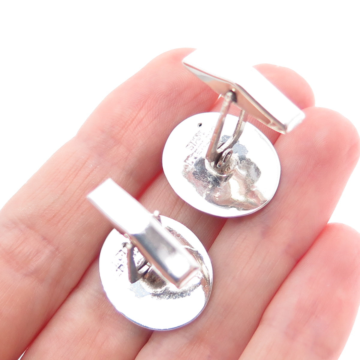 925 Sterling Silver Antique Siam Niello Hindu Temple Cufflinks