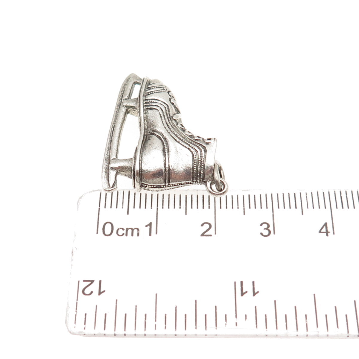 BEAU 925 Sterling Silver Vintage Ice Skating Shoe Oxidized Charm Pendant
