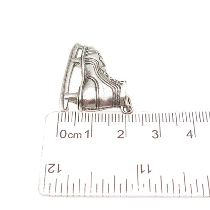 BEAU 925 Sterling Silver Vintage Ice Skating Shoe Oxidized Charm Pendant