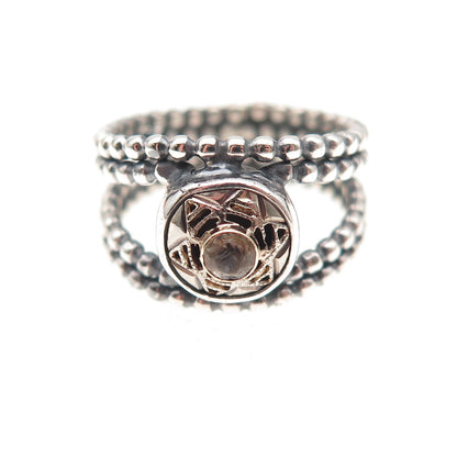 925 Sterling Silver Vintage MN Israel Round-Cut C Z Star of David Ring Size 5.75