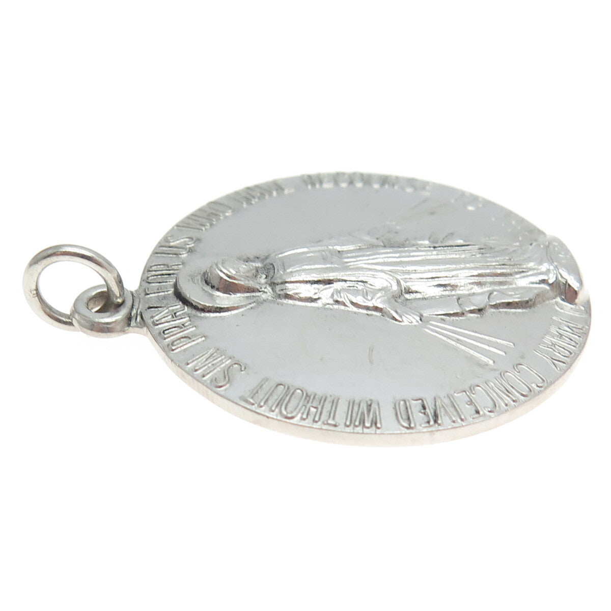 CHARLES THOMAE 925 Sterling Silver Antique Art Deco St. Mary Miraculous Pendant