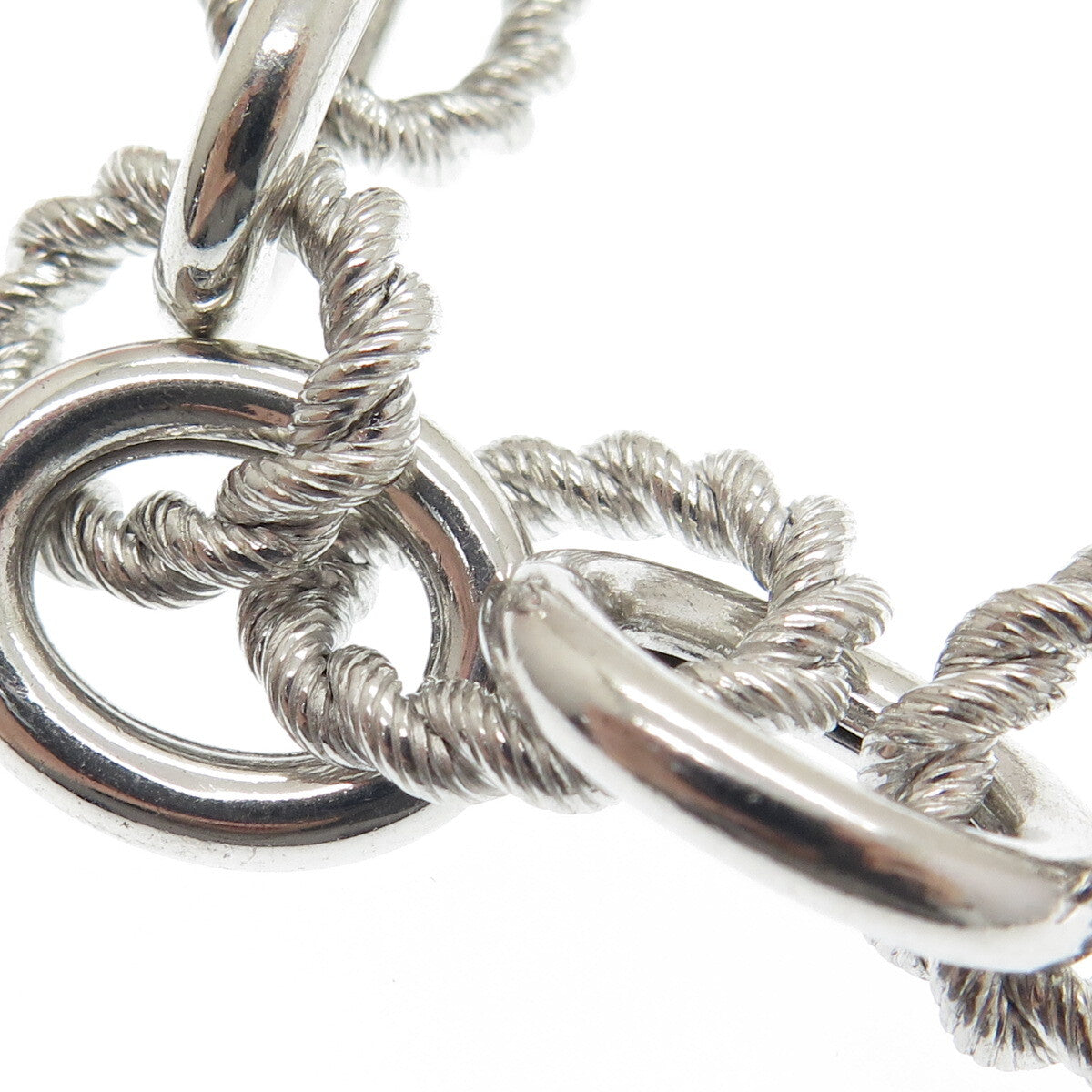 JUDITH RIPKA Sterling Silver C Z Letter "S" Heart Tag Oval Link Bracelet 7.75"