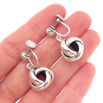 Danecraft Sterling Silver Vintage Interlocked Trinity Dangle Screw Back Earrings