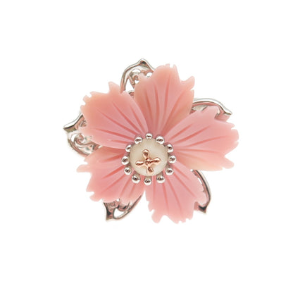Michael Valitutti Gems En Vogue 925 Sterling 2-Tone MOP Floral Ring Size 9.25