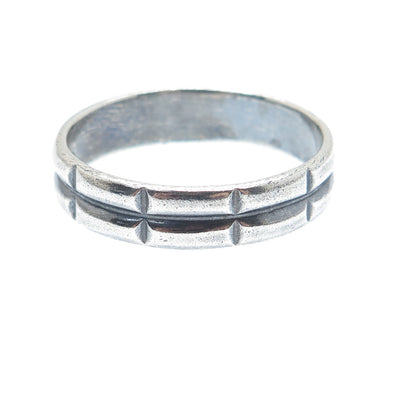 925 Sterling Silver Vintage 2-Row Bar Oxidized Band Ring Size 10.5