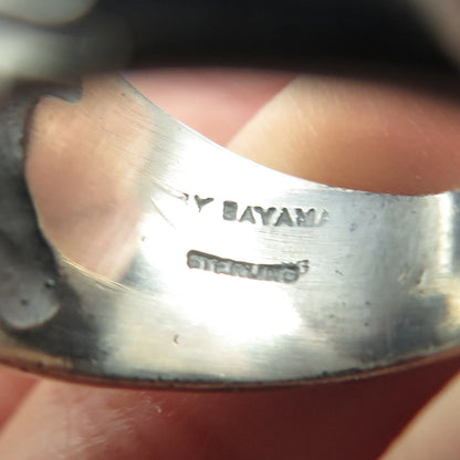 925 Sterling Silver Vintage Bayama Striped Modernist Ring Size 7.75