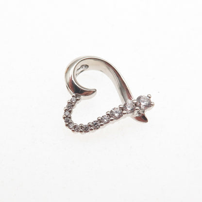 Sai 925 Sterling Silver Round-Cut Graduated C Z Heart Mini Slide Charm Pendant