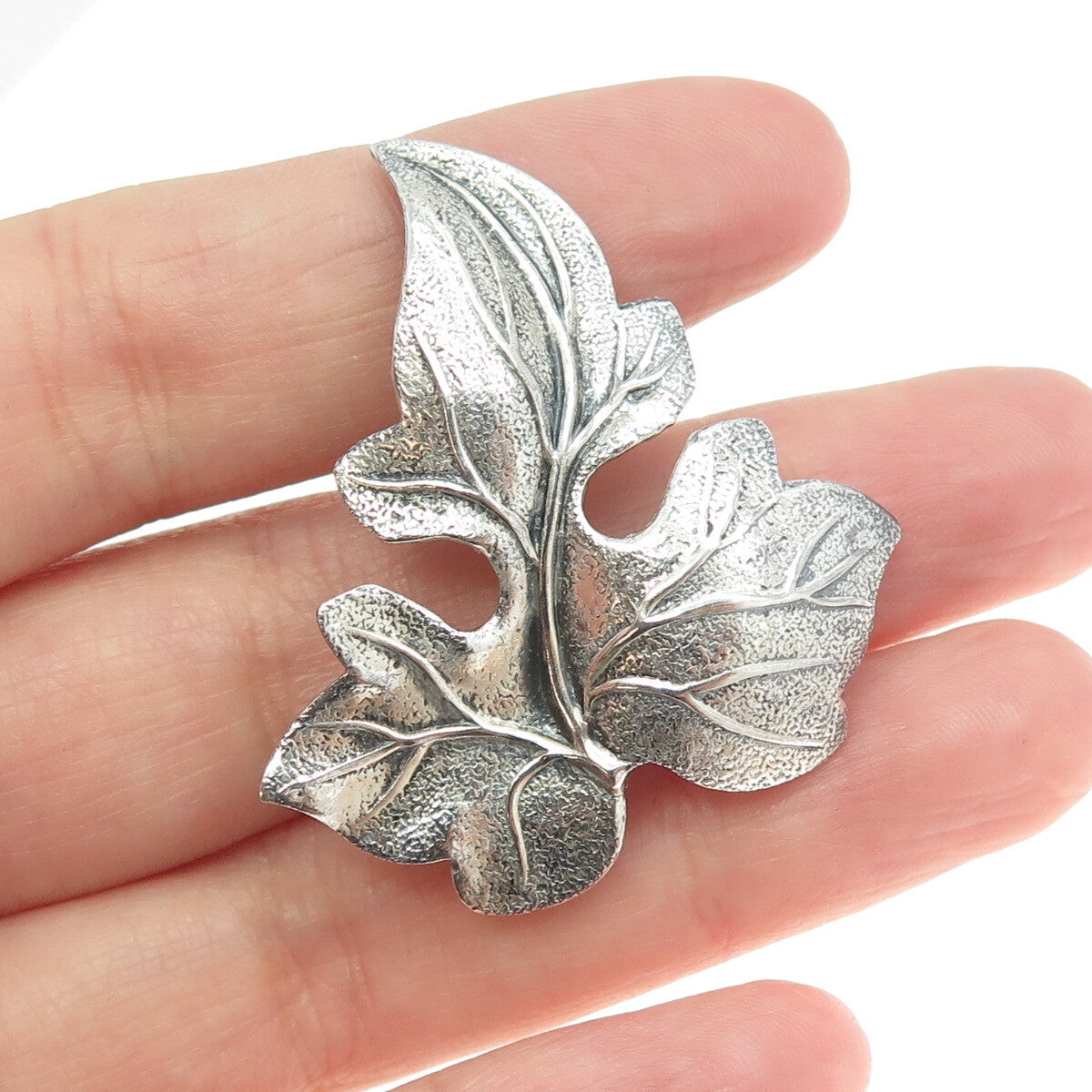 BEAU 925 Sterling Silver Vintage Leaf Pin Brooch