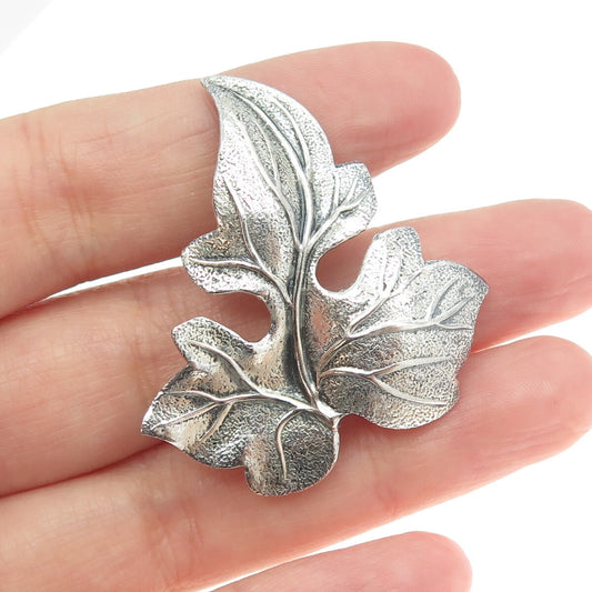 BEAU 925 Sterling Silver Vintage Leaf Pin Brooch