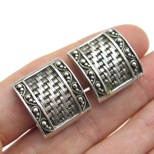 LOIS HILL 925 Sterling Silver Vintage Ethnic Clip On Earrings