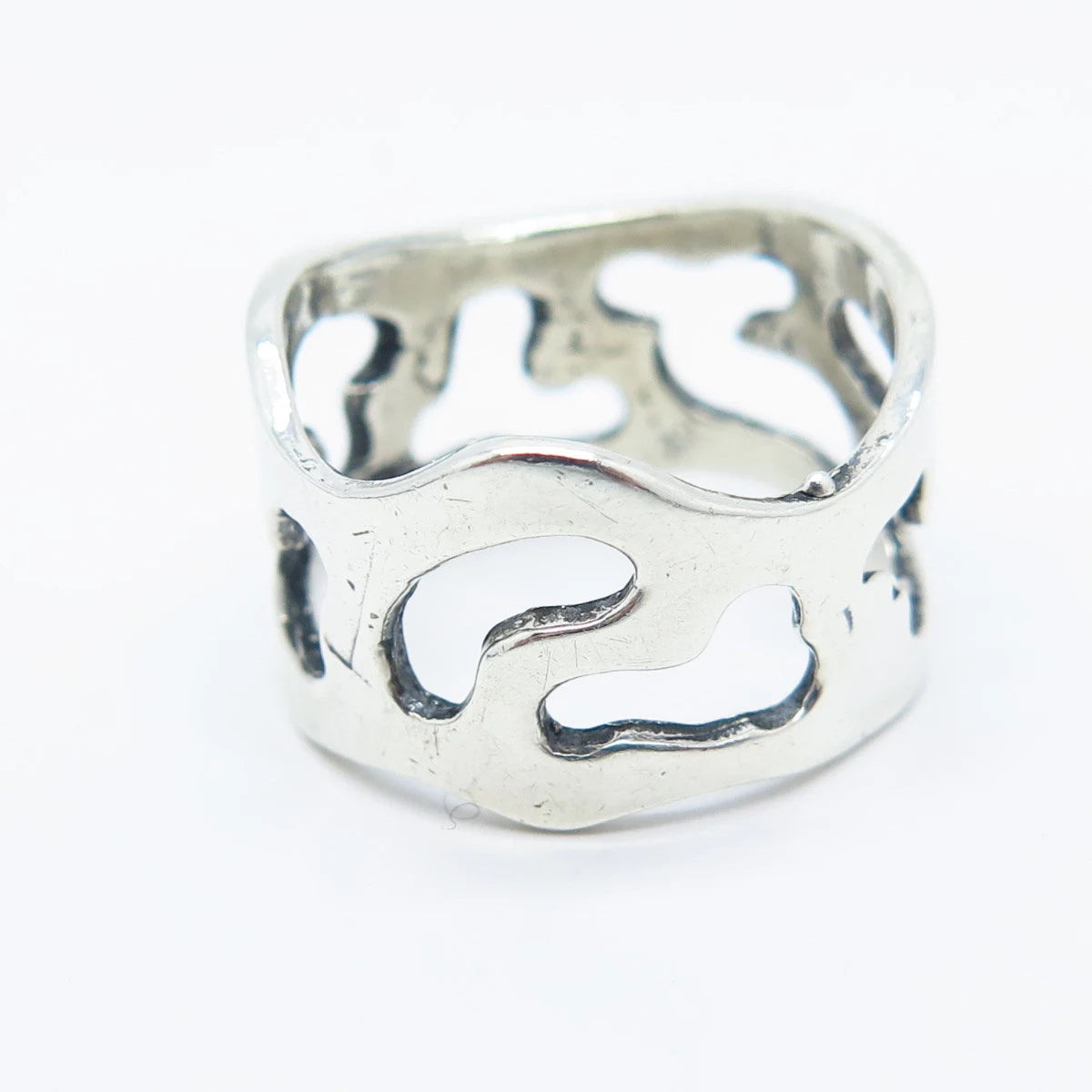 925 Sterling Silver Vintage Modernist Band Ring Size 6.5