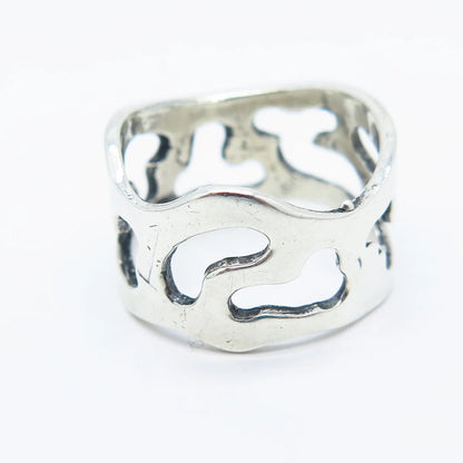 925 Sterling Silver Vintage Modernist Band Ring Size 6.5