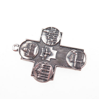 925 Sterling Silver Vintage Holy Year Jubilee 2000 Catholic Cross Charm Pendant