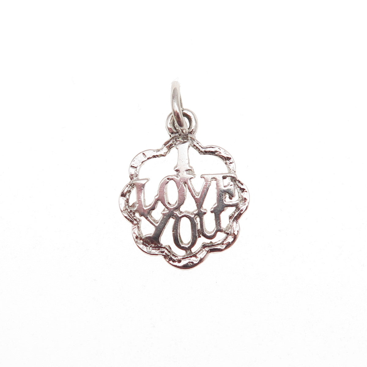925 Sterling Silver Vintage I Love You Oxidized Mini Charm Pendant