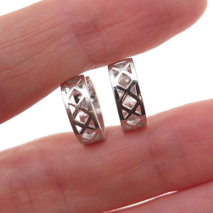 925 Sterling Silver Round-Cut C Z Hoop Earrings