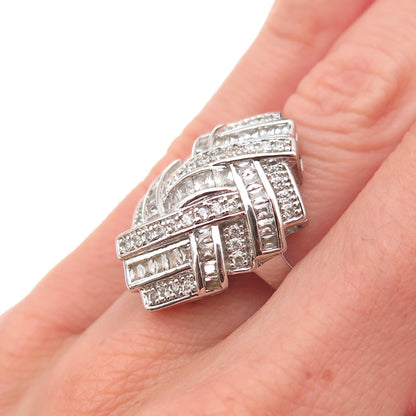 Collins 925 Sterling Silver Round Princess & Radiant-Cut C Z Ring Size 6