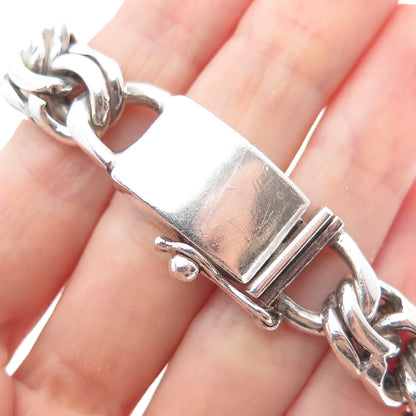 925 Sterling Silver Vintage Mexico Heavy 78.2g Bismark Link Bracelet 8.25"