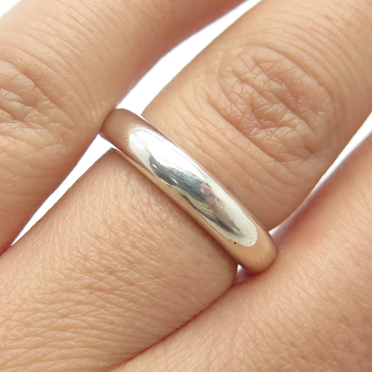 925 Sterling Silver Vintage Classic Wedding Band Ring Size 6.75