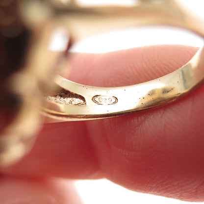 M.R.F. RESOURCES 925 Sterling Silver Gold Plated Vintage Real Amber Ring Size 5