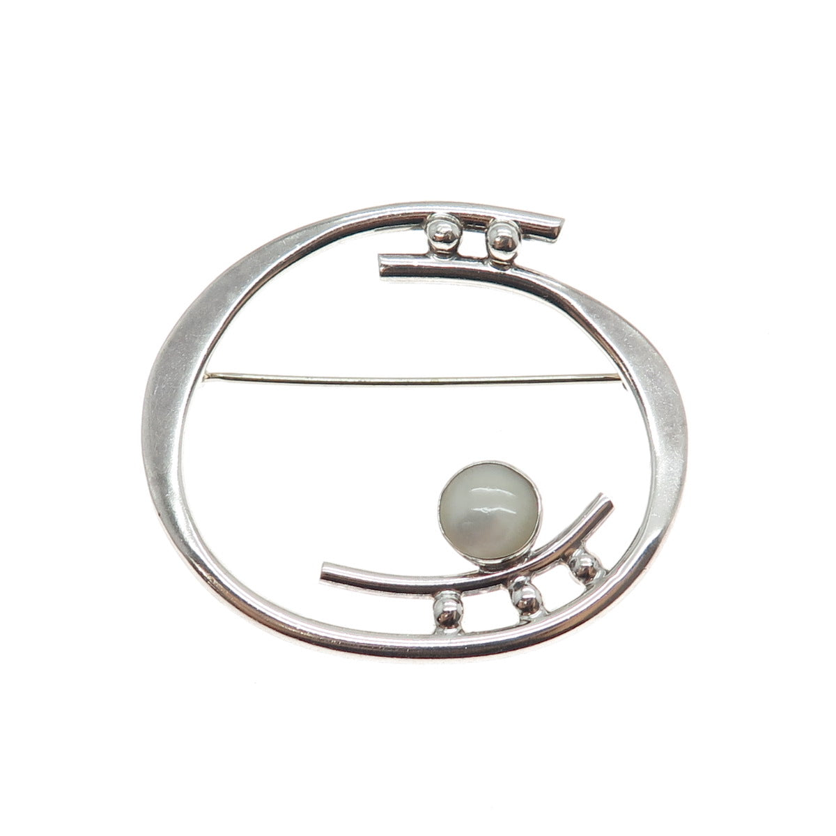 925 Sterling Silver Vintage MCW Artisan Real MOP Modernist Pin Brooch