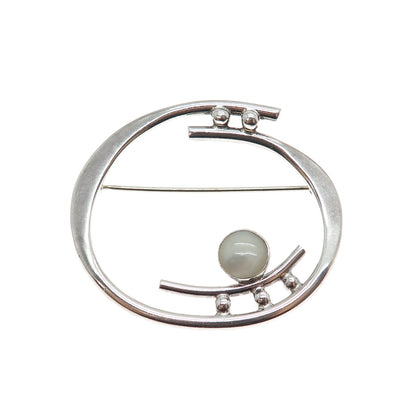 925 Sterling Silver Vintage MCW Artisan Real MOP Modernist Pin Brooch