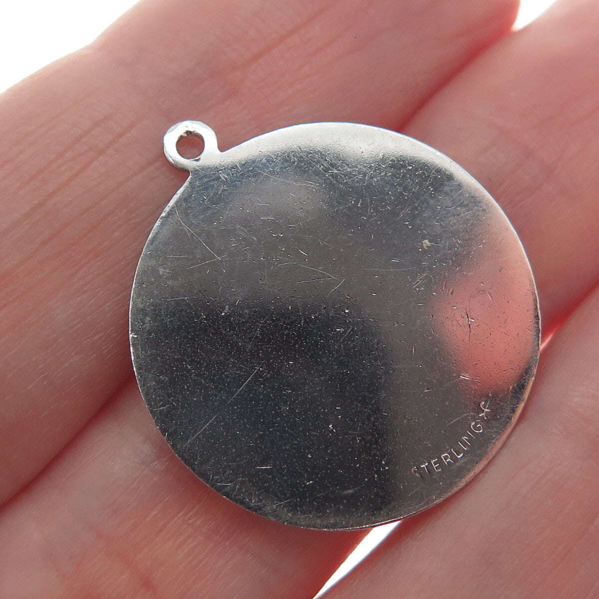 GRIFFITH & SONS CO 925 Sterling Silver Antique Enamel "Darling 14" Pendant
