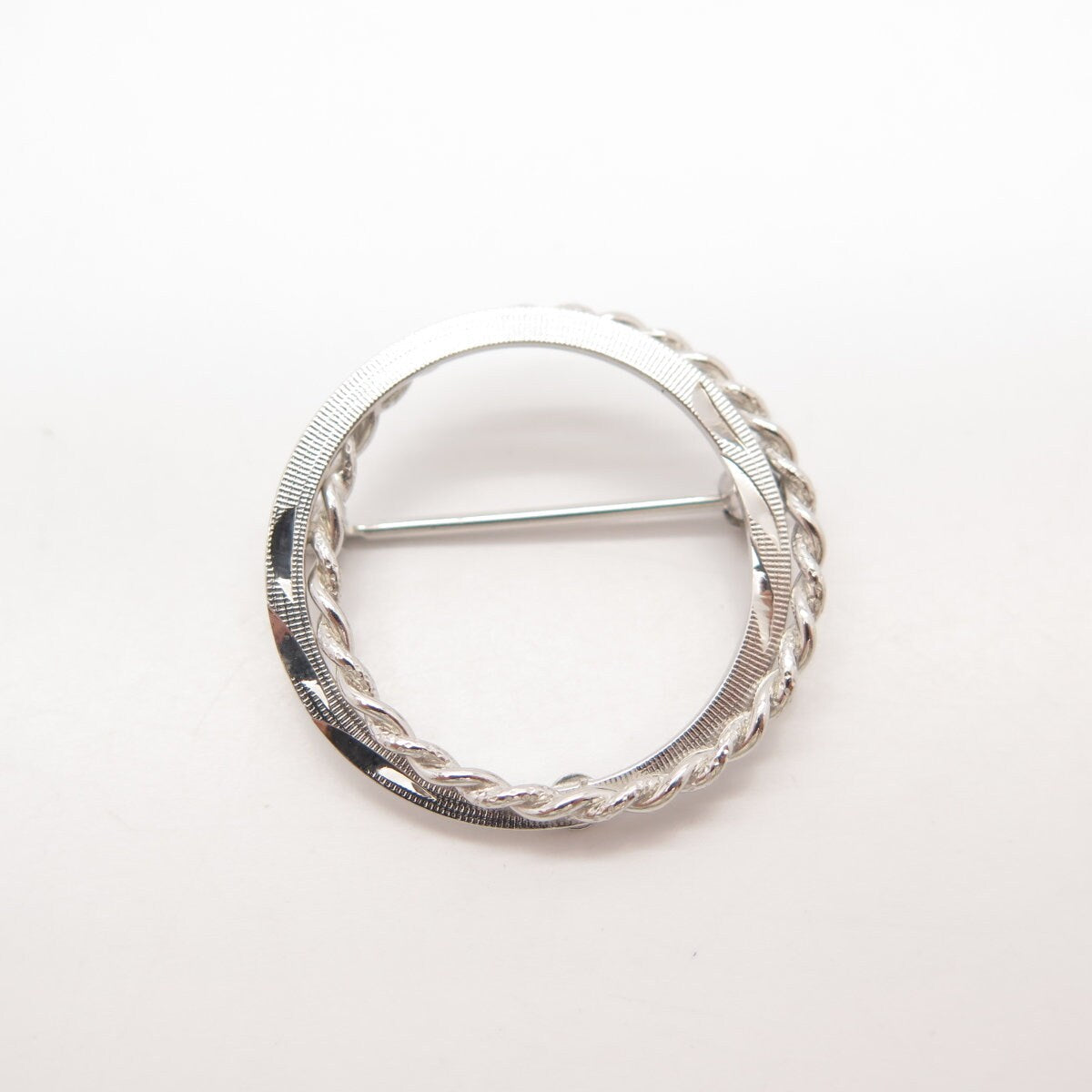 925 Sterling Silver Vintage Curtis Curtman Twisted Circle Pin Brooch