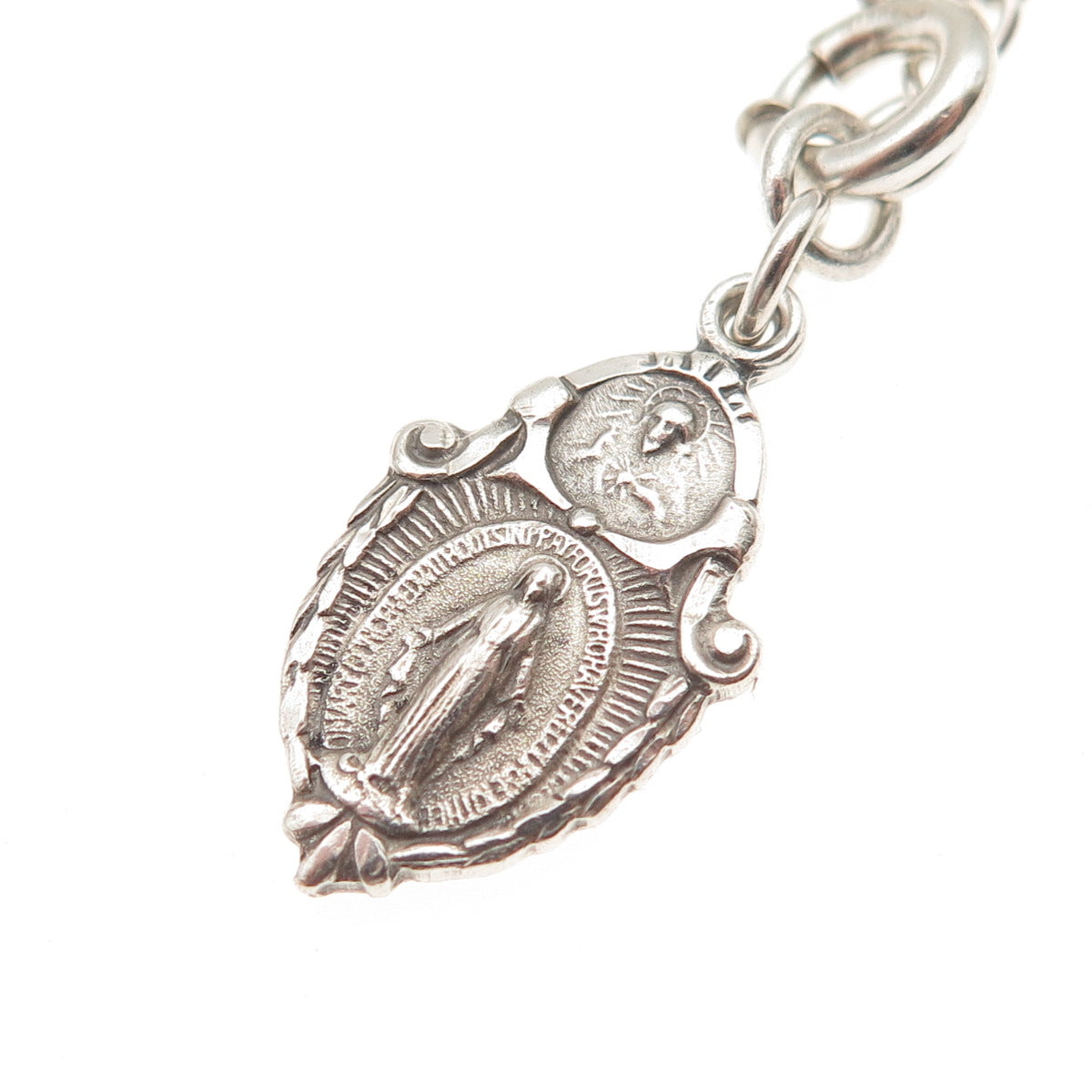 925 Sterling Antique Art Deco St. Mary Christopher Joseph Michael Bracelet 7.5"