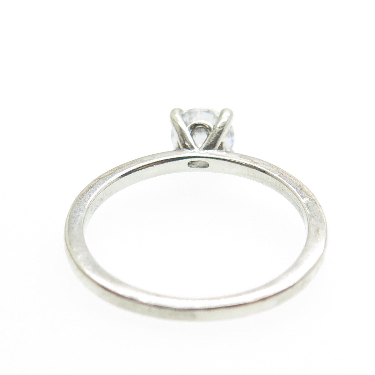925 Sterling Silver Vintage Round-Cut C Z Engagement Ring Size 7.25