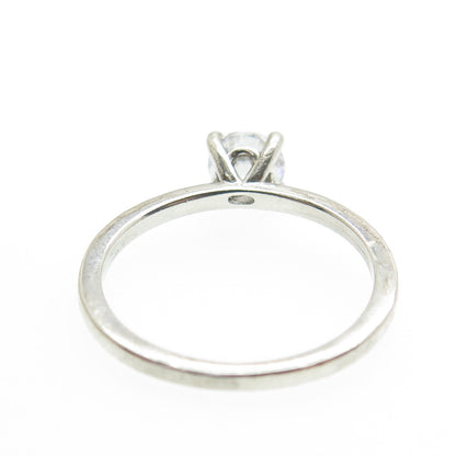 925 Sterling Silver Vintage Round-Cut C Z Engagement Ring Size 7.25