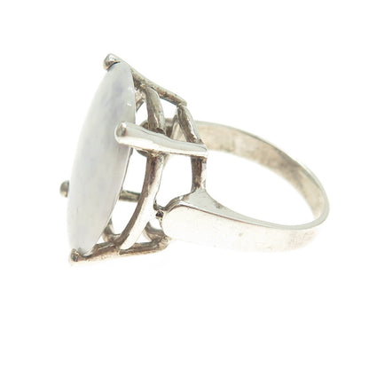 925 Sterling Silver Vintage Real Lepidolite Gemstone Ring Size 6.5