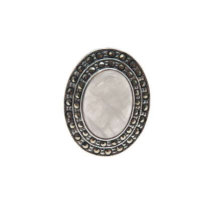 Curtis Curtman 925 Sterling Antique Art Deco Real Quartz & Marcasite Ring Size 5