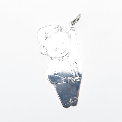 LUNT 925 Sterling Silver Vintage Tiny Tot Boy w/ Candle Ornament Pendant